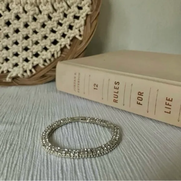 Tennis Bracelet Vintage “Renata” Rhinestone Silver Tone Tennis Prep Chic Elegant - Image 7
