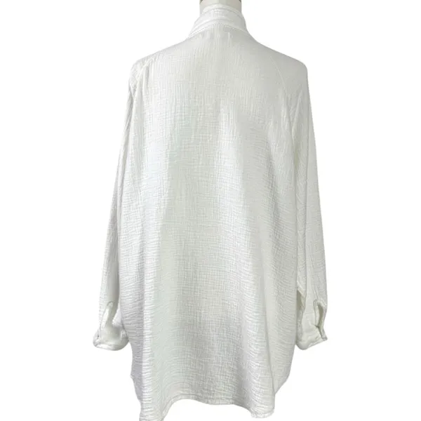 Free People Summer Daydream Buttondown Top in Ivory Size Small Gauze Oversized - Image 10