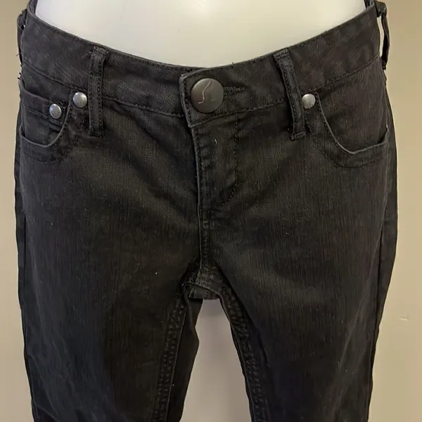 Free People Black Vertical Textured Straight 5 Pocket Button/ZipUp Jeans-Size 29 - Image 4