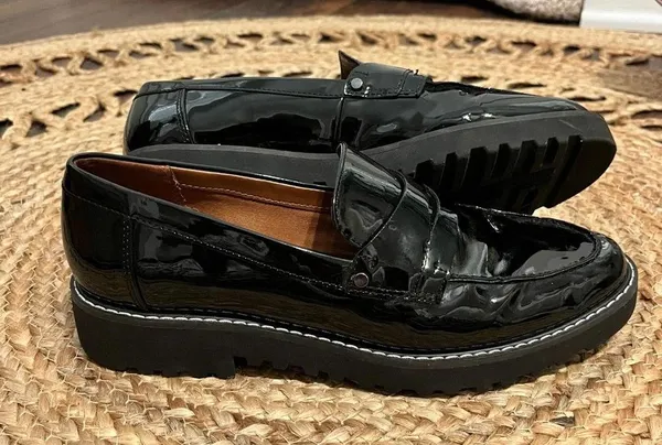 Franco Sarto Women’s Cassandra Chunky Black Patent Penny Loafer Sz 8.5M - Image 3