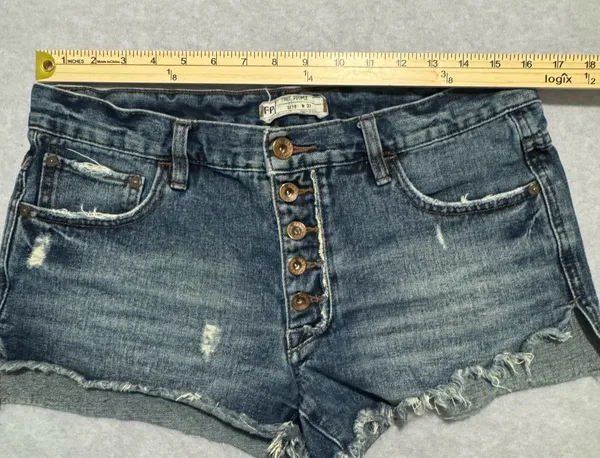 Free People Button Fly Jean Shorts, Size W 27 - Image 5