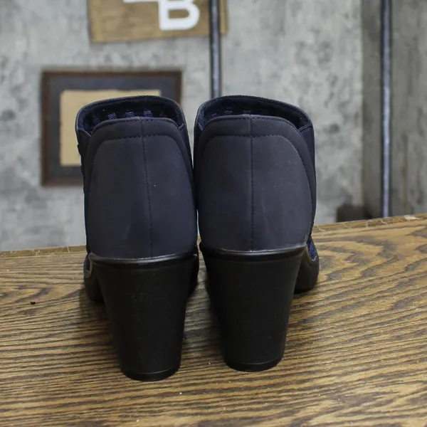 Steven by Steve Madden Enda Cross Weave Block Heel Booties Navy Blue 6.5 - Image 4