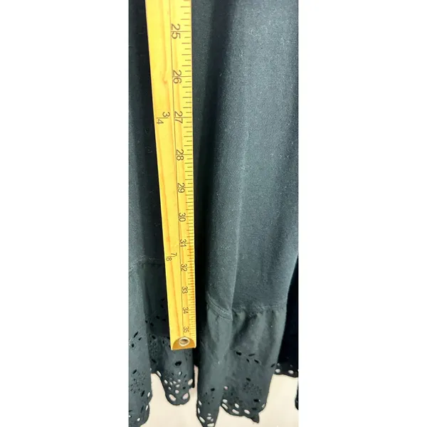 LOGO Lori Goldstein Black Maxi Dress‎ Womens XXS Eyelet Hem Pockets Minimalist - Image 8