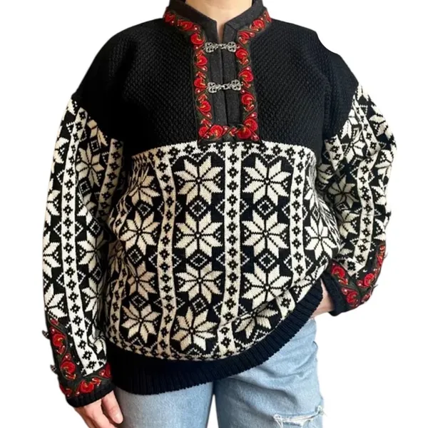Dale Norway Nordic Pure New Wool Telemark Sweater Red Trim Metal Clasp M - Image 2