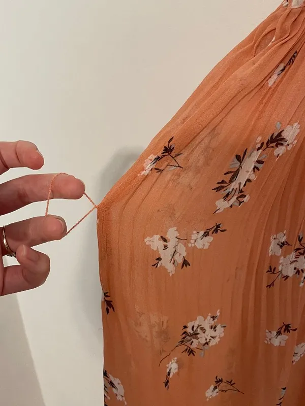 AVA & VIV Plus Size Floral Pleated Midi Dress Peach Pink Orange Hi-Lo 1X NO BELT - Image 7