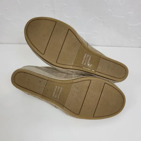 Toms Women's Shoes Size 8 Brown Suede Lace-Up Almond Toe Buck Wedges Heels - Image 7