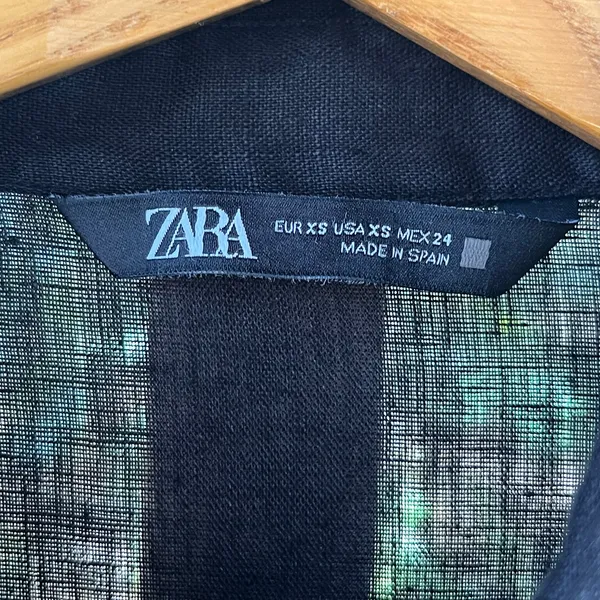 Zara Women's Black 100% Linen Oversized Button Down Shirt Size XS - Image 5
