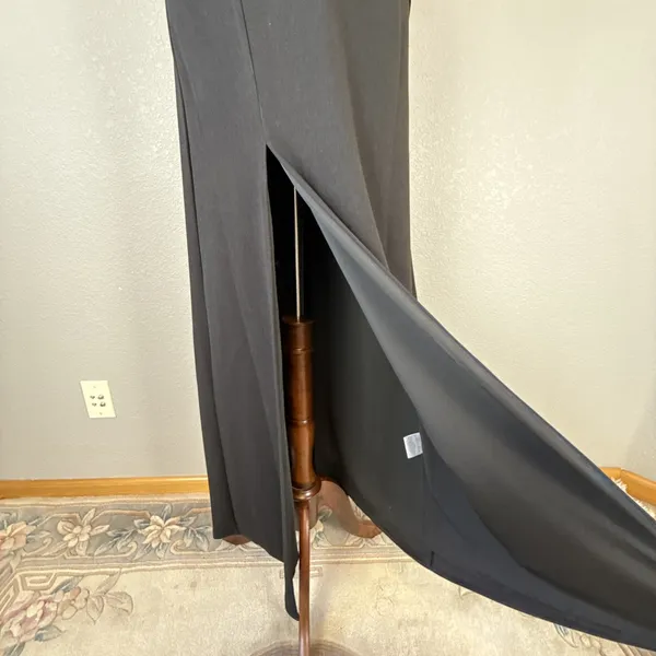 Alamour‎ Marta One Shoulder Maxi Dress Size M Cutout Gown Black Ponte High Slit - Image 8