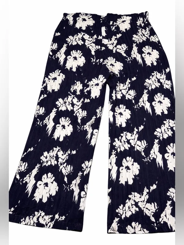Joie Navy & White Floral Wide-Leg Pull-On Pants - Image 5