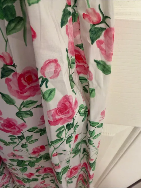 HILL HOUSE The Ophelia Nap Midi Pink Roses Dress Size Small - Image 8