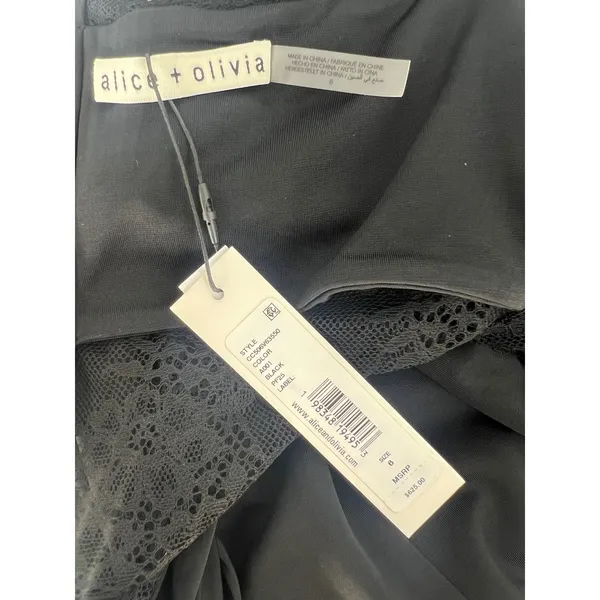 Alice + Olivia Nichol Lace Panel Sleeveless Maxi‎ Dress Black Size 6 NWT - Image 9