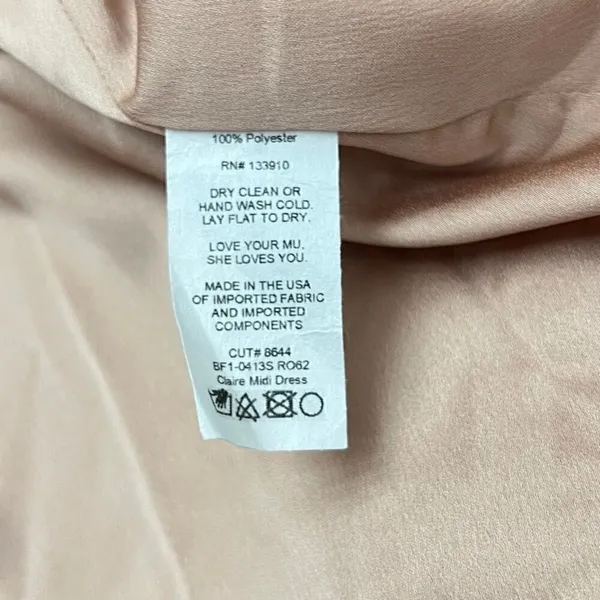 Show Me Your Mumu Claire Midi Dress in Rose Gold Luxe Satin size Small - Image 3