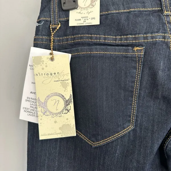 Nitrogen Signature Womens dark Blue Cotton Denim flared Jeans Size 29 - Image 5