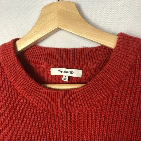 Madewell Patch Pocket‎ Crewneck Rust Orange Pullover Sweater M - Image 4