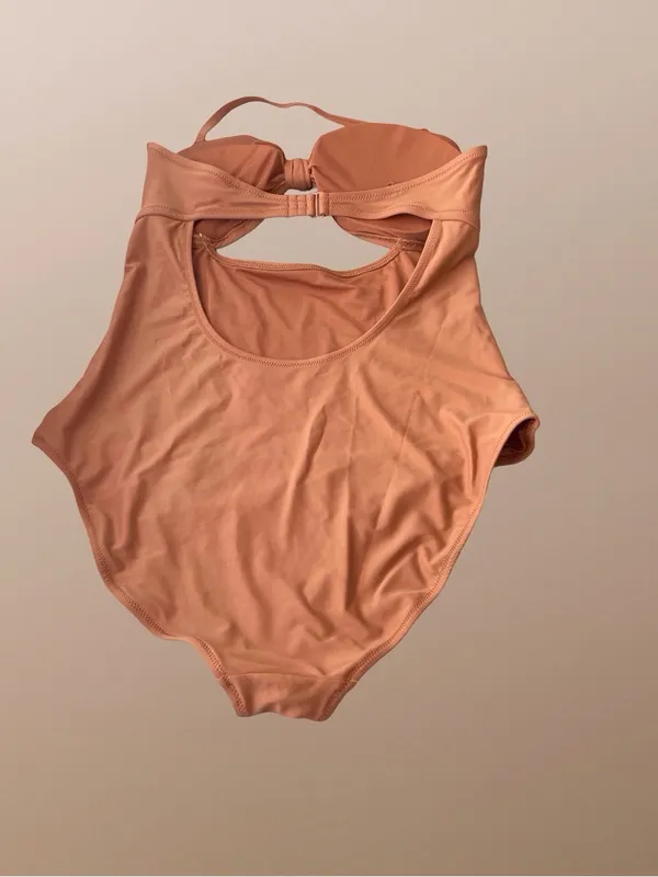Aerie Swimsuit Copper Halter Knot Cutout One Piece Swimsuit Size Large - Image 11