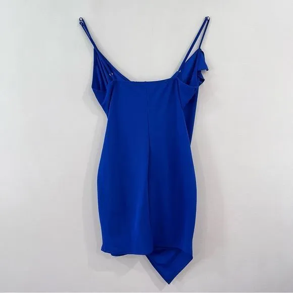 Lulus Keep on Flourishing Blue Ruffled Asymmetrical‎ Bodycon Dress XL - Image 6