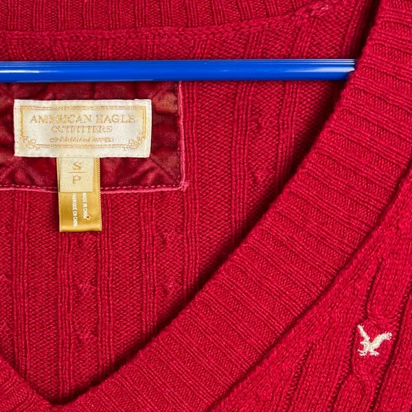 American Eagle Outfitters Vintage 90s Y2K Fitted Knit Sweater Size Small Red - Image 5