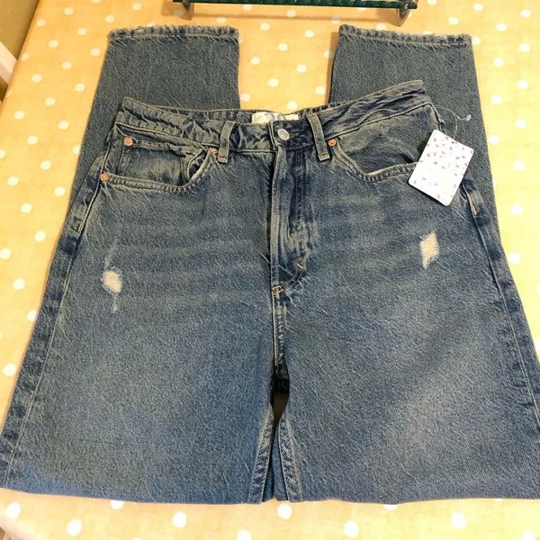 NEW Free People Acadia High Rise distressed Button Fly Jeans 28 - Image 9