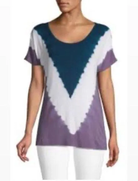 Nanette Lepore Tee Swing Tie Dye Top in Paradise Purple, Size L New w/Tag - Image 2