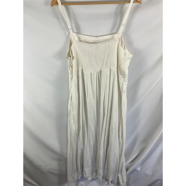 Nine West Linen Blend Cutout Front White Midi Dress Size XL - Image 6