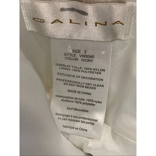 Galina White Lace Sequin Strapless Mini Bridal Dress Sheath Size 2 - Image 4