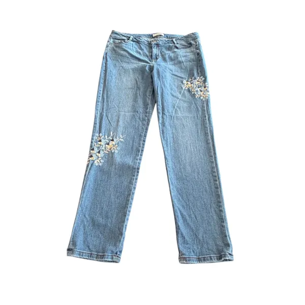 J. Jill Denim Straight Leg Embroidered Jeans size 12 - Image 5