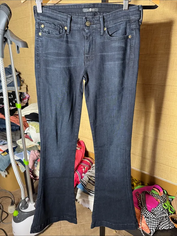 7 For All Mankind Kimmie Bootcut Jeans High Waves Wash Size 27 - Image 5