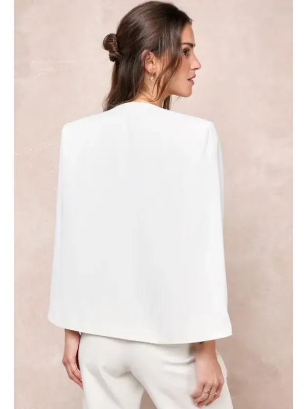Lulus NWT Voguish Charm White Split Sleeve Blazer Cape - Size: Medium *flaw - Image 8