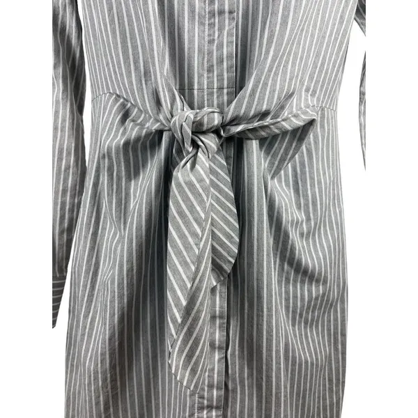 Calvin Klein Long Sleeve Button Up Dress Shirt Dress Sz 2 With Front Tie Waist - Image 3