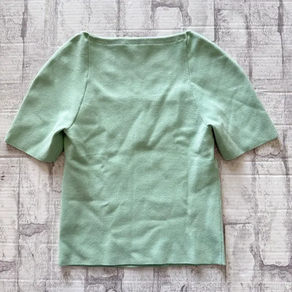 Alice + Olivia Mint Green Square Neck Knit Top Fitted Stretchy Dreamy Feminine S - Image 2