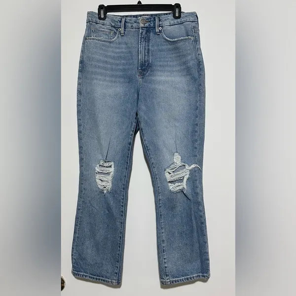 Good American Good Boy Jeans Distressed Wide Release Hem 10/30 - Image 3