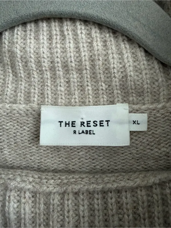 THE RESET R Label Black Tan Wool Cashmere Knit Wide Sleeve Turtleneck Sweater XL - Image 5