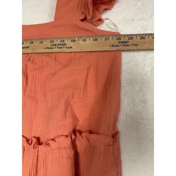 Entro Flutter Sleeve V-Neck Tiered Mini Dress Cotton Orange‎ Women's Size Large - Image 3