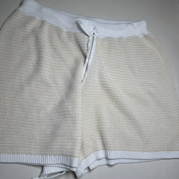 Lightweight‎ Knit 2 Piece Polo Top and Shorts Set Cream White Loungewear/ Resort - Image 6