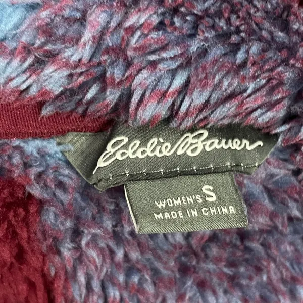 Eddie Bauer Pullover Jacket Plaid Faux Fur Fleece Size Small Sweatshirt Women‎ - Image 5