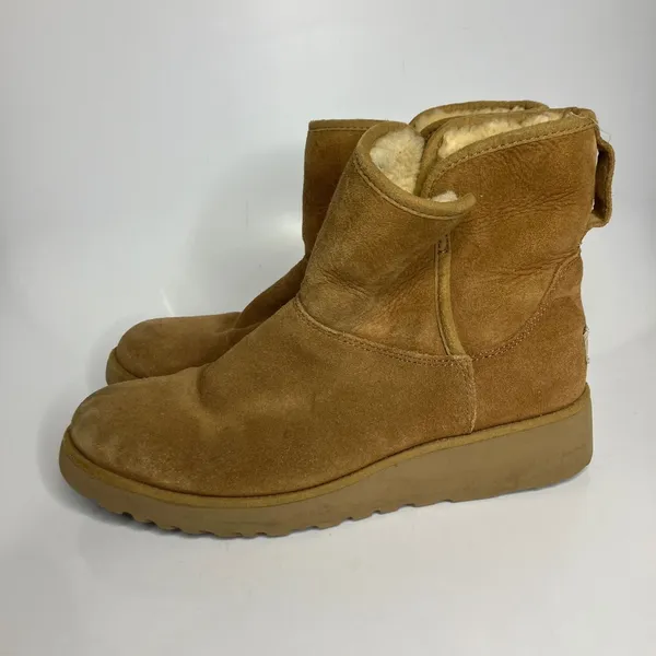 UGG Kristin slim ankle booties tan suede shearling pull‎ on women's 8.5 winter - Image 4