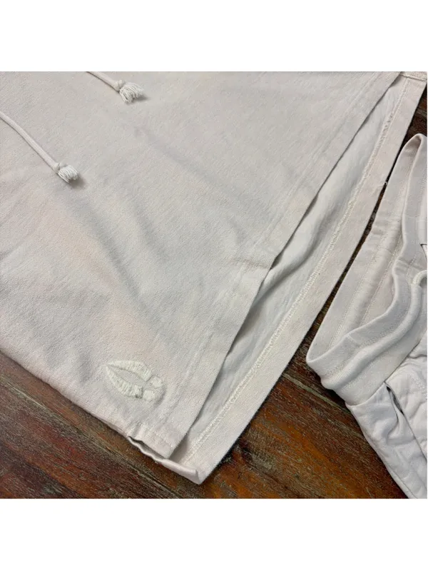 beardedgoat Womens XS/S Off White French Terry Hoodie Shorts Lounge Matching Set - Image 4