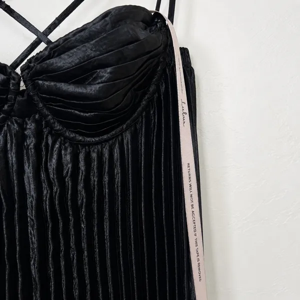 NEW Lulus Brilliant Allure Black Pleated Empire Sweetheart Maxi Dress Small - Image 7