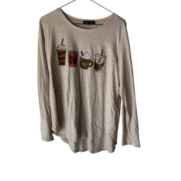 State of Mine Shirt‎ Womens Large Beige Coffee Pumpkin Spice Latte Graphic Fall - Image 2