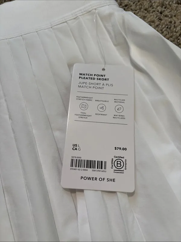 Athleta Match Point Pleated Skort size large NWT - Image 3