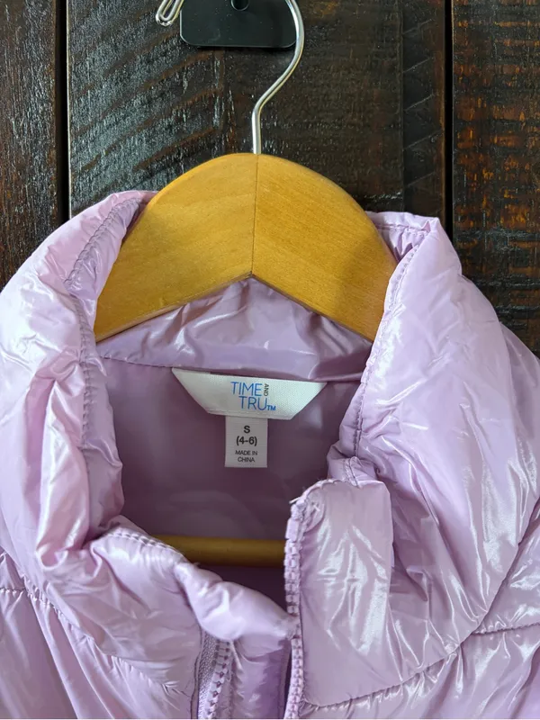 Time & Tru Lightweight Quilted Puffer Vest - Lavender Sleeveless Jacket - Image 4