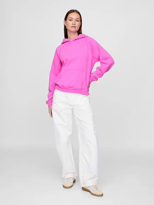 GAP VintageSoft Hoodie SUGAR PLUM NEON PINK SIZE MEDIUM - Image 4