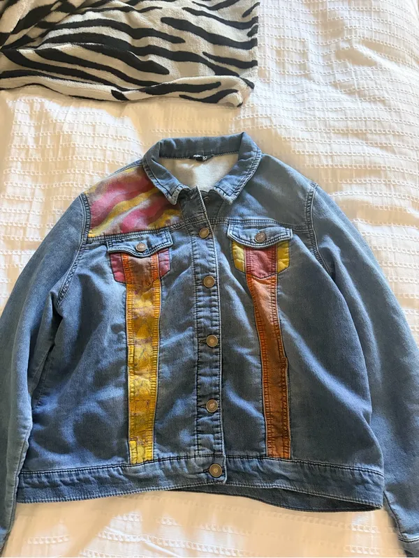 Buffalo David Bitton Light Blue Denim Jacket with Yellow, Orange & Pink Accents - Image 2