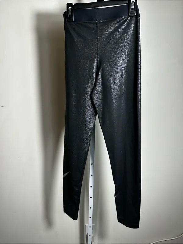 L70. Nike Dri-FIT Women’s M Black Silver Metallic Shimmer Leggings - Image 5