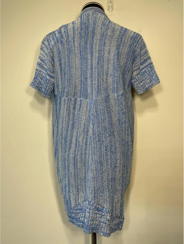 Free People Blue Ruched Open Front Cardigan Cotton M Ballet - Image 8