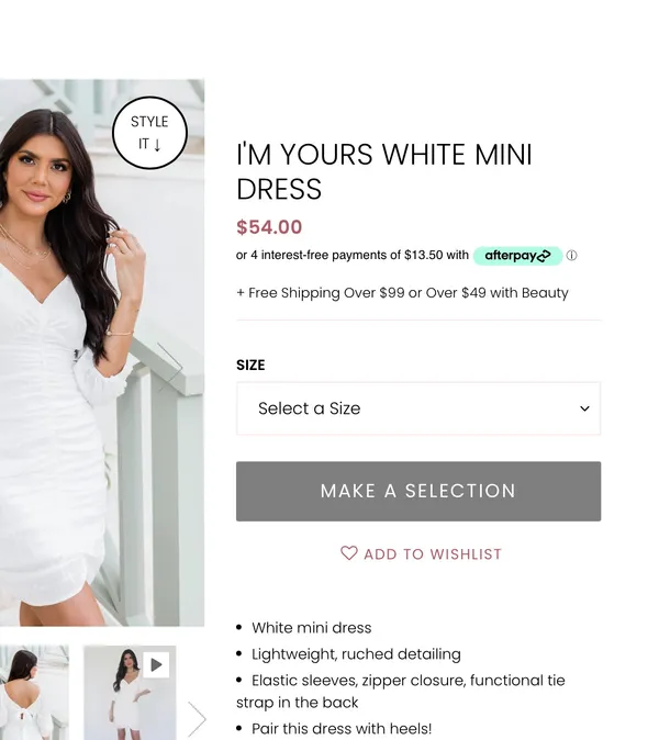 Pink Lily I’m Yours White Mini dress Tie Back - Image 5