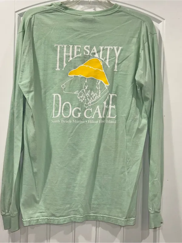 Comfort Colors Salty Dog Cafe Green Long Sleeve Tee Women’s Medium - Image 6
