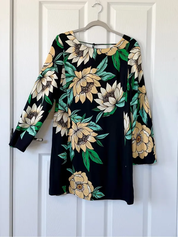 FARM Rio Long Bell Sleeve Mini Dress with Low Tie Back in Tropical Floral Print - Image 4