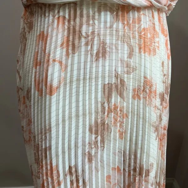 Express Metallic Floral‎ One Shoulder Front Twist Pleated Maxi Dress Size M - Image 6