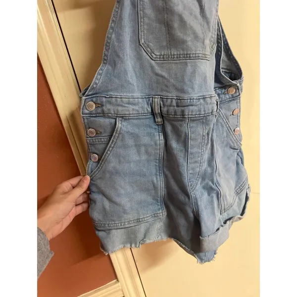 So Light Blue Denim Overalls Shorts Adjustable Straps Women's L Comfortable & Ca - Image 2